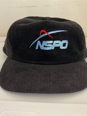 National Space Organization Taiwan Black Corduroy Hat VTG 90s